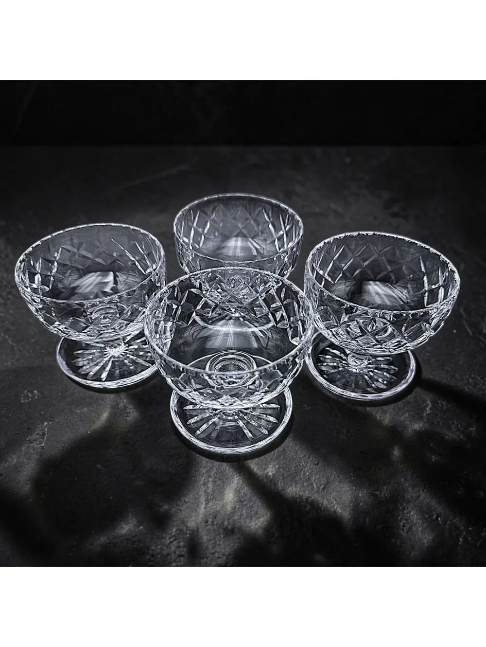 Set of 4 Vintage Royal Brierley Elizabeth Crystal Sherbet Dessert Cups